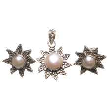 Natural River Pearl Boho 925 Sterling Silver Jewelry Set, Earrings Stud:3/4" Pendant:1 1/4" T8874