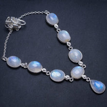 Natural Rainbow Moonstone Handmade Indian 925 Sterling Silver Y Necklace 17.5" T8707