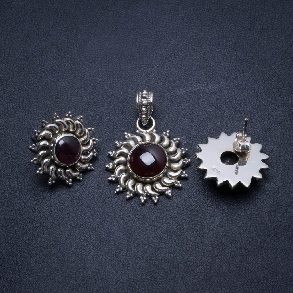 Amethyst Handmade Indian 925 Sterling Silver Jewelry Set, Earrings Stud:3/4
