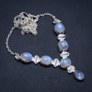 Natural Rainbow Moonstone Handmade Boho 925 Sterling Silver Y Necklace 18.5" T8594