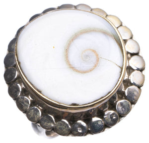 Natürlicher Shiva-Muschel-handgefertigter einzigartiger Ring aus 925er Sterlingsilber, US-Größe 5,75 T7563