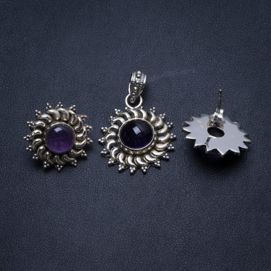 Amethyst Handmade Unique 925 Sterling Silver Jewelry Set, Earrings Stud:3/4