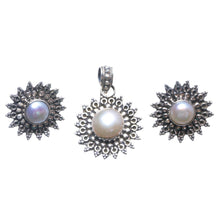 Natural River Pearl Indian 925 Sterling Silver Jewelry Set, Earrings Stud:3/4" Pendant:1 1/4" T8907