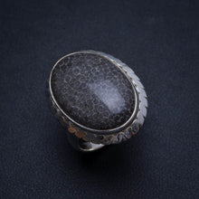 Natürlicher Septarien-Geode, handgefertigter Vintage-Ring aus 925er Sterlingsilber, US-Größe 7,5 T7966