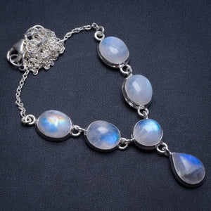 Natural Rainbow Moonstone Handmade Mexican 925 Sterling Silver Y Necklace 18.5" T8721