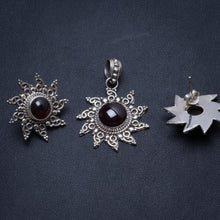 Amethyst Handmade Boho 925 Sterling Silver Jewelry Set, Earrings Stud:3/4" Pendant:1 1/4" T8889