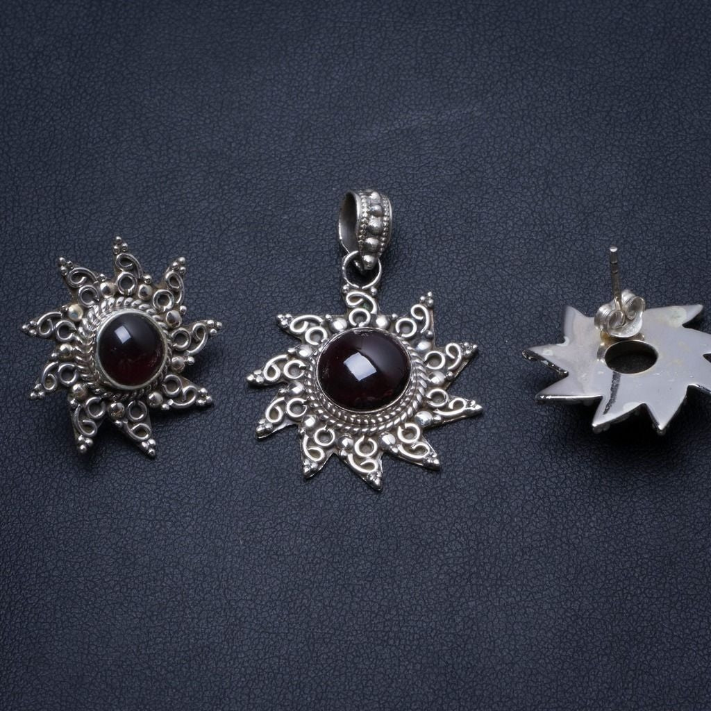 Amethyst Handmade Boho 925 Sterling Silver Jewelry Set, Earrings Stud:3/4