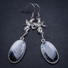 Natural Dendritic Opal Angel Handmade Vintage 925 Sterling Silver Earrings 2 1/4" T3245