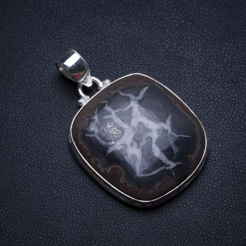 Natural Septarian Geode Handmade Unique 925 Sterling Silver Pendant 1 1/2
