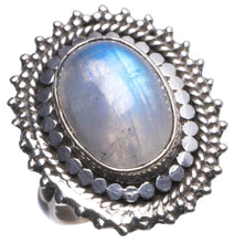 Natürlicher Regenbogen-Mondstein, handgefertigter Boho-Ring aus 925er Sterlingsilber, US-Größe 7 T6144