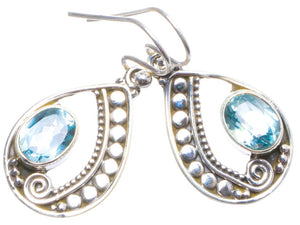Natürliche blaue Topas handgefertigte einzigartige 925 Sterling Silber Ohrringe 1,25" X4319
