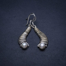 Natural River Pearl Handmade Vintage 925 Sterling Silver Earrings 1 1/2" T4910