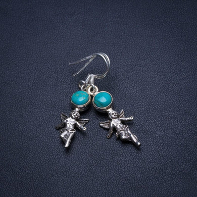Natural Turquoise Handmade Unique 925 Sterling Silver Earrings 1 1/2