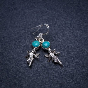 Natural Turquoise Handmade Unique 925 Sterling Silver Earrings 1 1/2" T4873