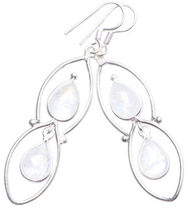 Natural Rainbow Moonstone Handmade Unique 925 Sterling Silver Earrings 2.25" X4353
