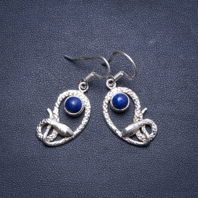 Natural Lapis Lazuli Handmade Unique 925 Sterling Silver Earrings 1.75
