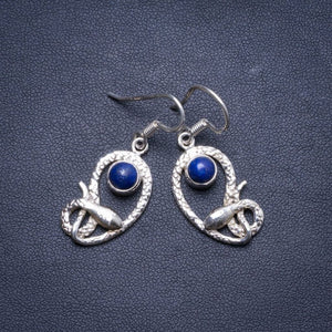 Natural Lapis Lazuli Handmade Unique 925 Sterling Silver Earrings 1.75" X4299