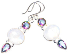 Natural Rainbow Moonstone and Rainbow Topaz Handmade Unique 925 Sterling Silver Earrings 1.75" X4138