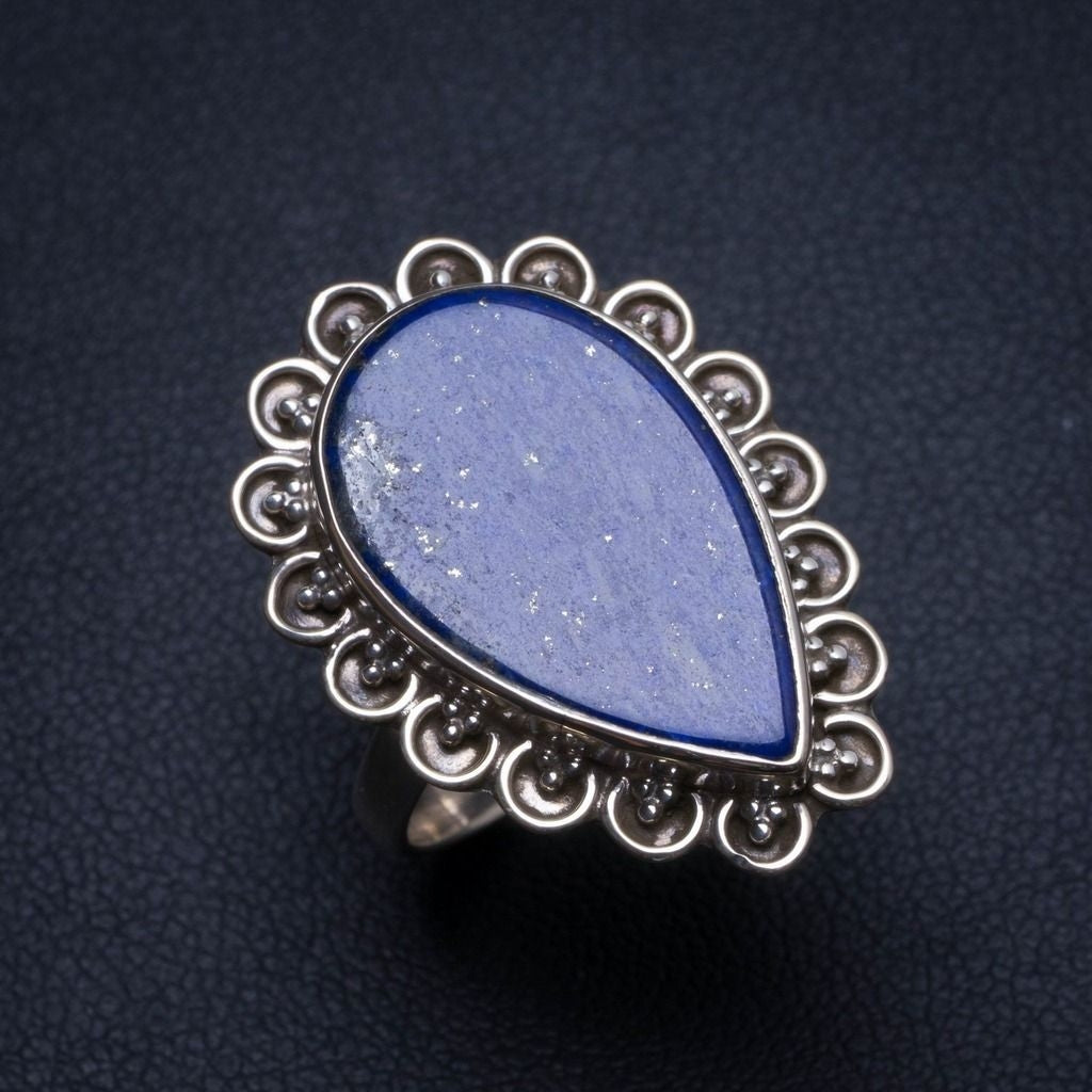 Natural Lapis Lazuli Handmade Boho 925 Sterling Silver Ring, US size 7.75 T6995
