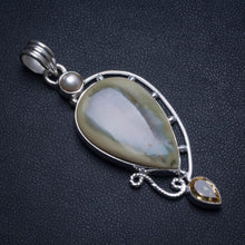 Natural Imperial Jasper,Citrine and River Pearl Mexican 925 Sterling Silver Pendant 2 1/4" T1736