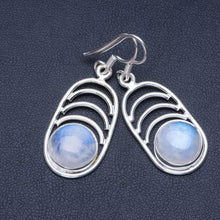 Natural Rainbow Moonstone 925 Sterling Silver Earrings 1 1/2" Q1354