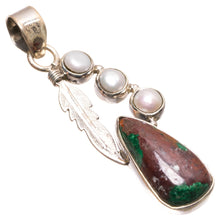Natural River Pearl and Chrysocolla Punk Style Vintage 925 Sterling Silver Pendant 2" S1071