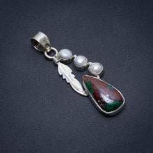 Natural River Pearl and Chrysocolla Punk Style Vintage 925 Sterling Silver Pendant 2" S1071