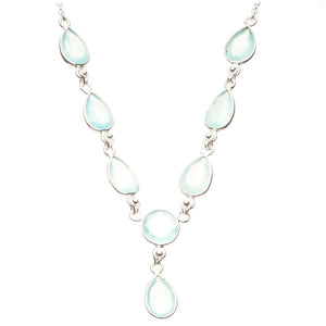 Natural Chalcedony 925 Sterling Silver Y-Shaped Necklace 19" R2656