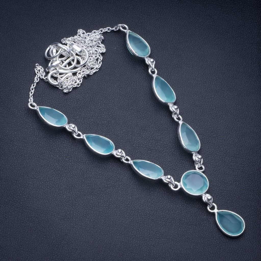 Natural Chalcedony 925 Sterling Silver Y-Shaped Necklace 19