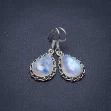 Natural Rainbow Moonstone Punk Style 925 Sterling Silver Earrings 1 1/4" S1316