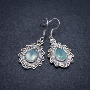 Natural Chalcedony Handmade Indian 925 Sterling Silver Earrings 1 1/2" S1732