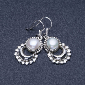 Natural River Pearl 925 Sterling Silver Earrings 1 1/4" Q1699