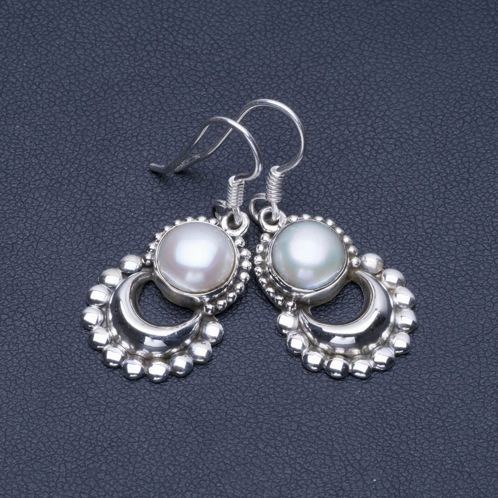 Natural River Pearl 925 Sterling Silver Earrings 1 1/4