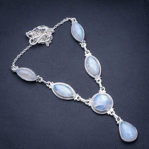 Natural Rainbow Moonstone 925 Sterling Silver Y-Shaped Necklace 18 1/4" R2737