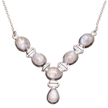 Natural Rainbow Moonstone Handmade Boho 925 Sterling Silver Y-Shaped Necklace 18.75" S3435