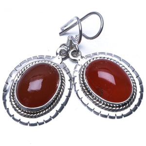 Natural Carnelian Unique Punk Style 925 Sterling Silver Earrings 1 1/2" P2423