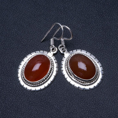 Natural Carnelian Unique Punk Style 925 Sterling Silver Earrings 1 1/2