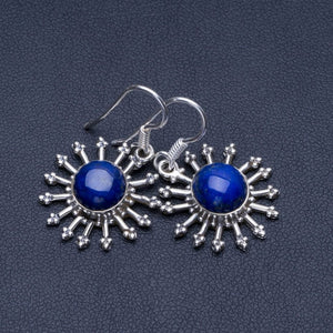 Natural Lapis Lazuli 925 Sterling Silver Earrings 1 1/4" Q1564