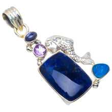 Sodalite, Opal and Amethyst Unique Design 925 Sterling Silver Pendant 1 3/4" M561