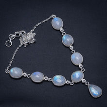 Natural Rainbow Moonstone Handmade Boho 925 Sterling Silver Y-Shaped Necklace 17" S3417