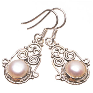 Natural River Pearl Handmade Unique 925 Sterling Silver Earrings 1 1/2" S1618