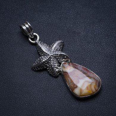 Natural Crazy Lace Agate Starfish Handmade Indian 925 Sterling Silver Pendant 2