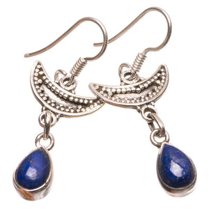 Natural Lapis Lazuli Handmade Unique 925 Sterling Silver Earrings 1 1/2" S1753