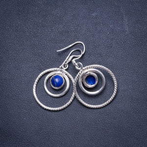 Natural Lapis Lazuli  Handmade Unique 925 Sterling Silver Earrings 1.5" X4736