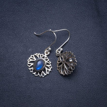 Natural Blue Fire Labradorite Handmade Unique 925 Sterling Silver Earrings 1.25" X4959