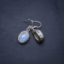 Natürlicher Regenbogen-Mondstein, handgefertigt, einzigartige Ohrringe aus 925er Sterlingsilber, 3,2 cm, X4851