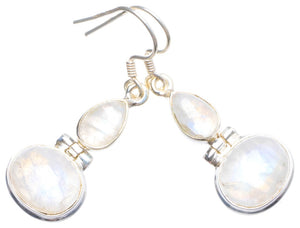 Natural Rainbow Moonstone Handmade Unique 925 Sterling Silver Earrings 1.75" X4784