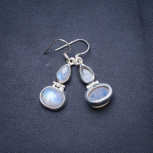 Natural Rainbow Moonstone Handmade Unique 925 Sterling Silver Earrings 1.75" X4784