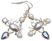 Natural Mystical Topaz and River Pearl Handmade Unique 925 Sterling Silver Earrings 1.75" X5001