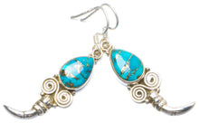 Natural Copper Turquoise Handmade Unique 925 Sterling Silver Earrings 2" Y0363